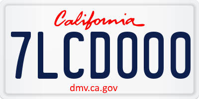 CA license plate 7LCD000