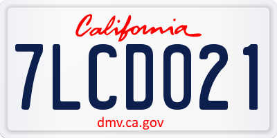 CA license plate 7LCD021