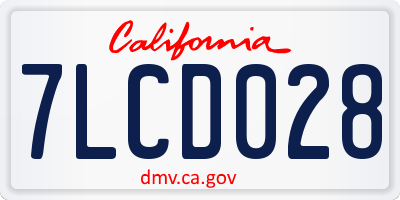 CA license plate 7LCD028