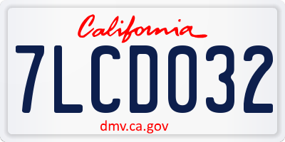 CA license plate 7LCD032