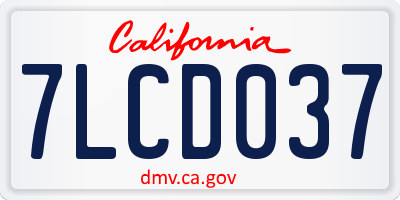 CA license plate 7LCD037