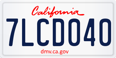 CA license plate 7LCD040