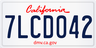 CA license plate 7LCD042