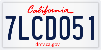 CA license plate 7LCD051