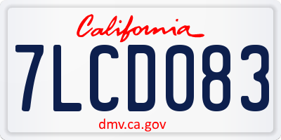 CA license plate 7LCD083