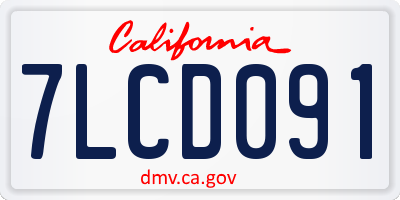 CA license plate 7LCD091