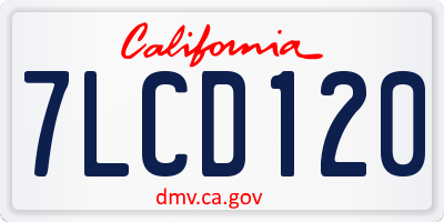CA license plate 7LCD120