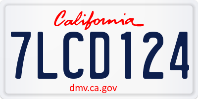 CA license plate 7LCD124