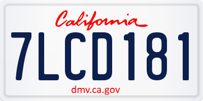 CA license plate 7LCD181