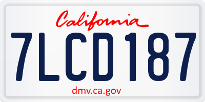 CA license plate 7LCD187