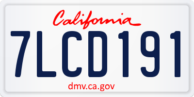 CA license plate 7LCD191