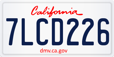 CA license plate 7LCD226