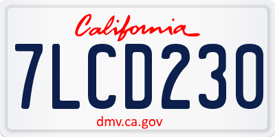 CA license plate 7LCD230