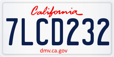 CA license plate 7LCD232