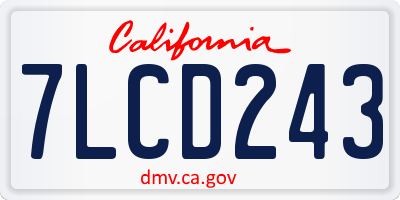 CA license plate 7LCD243