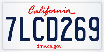 CA license plate 7LCD269
