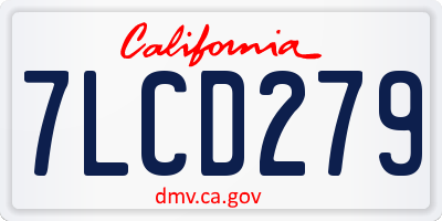CA license plate 7LCD279