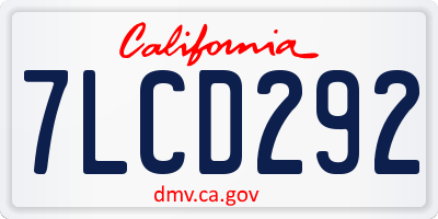 CA license plate 7LCD292