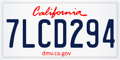 CA license plate 7LCD294