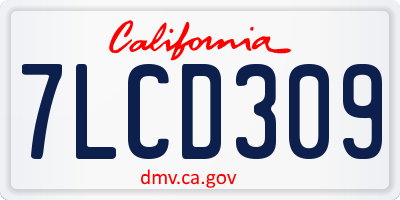 CA license plate 7LCD309