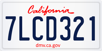 CA license plate 7LCD321