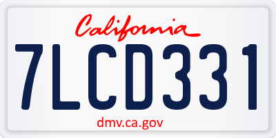 CA license plate 7LCD331
