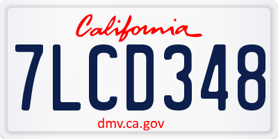 CA license plate 7LCD348