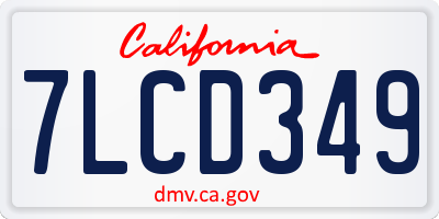CA license plate 7LCD349