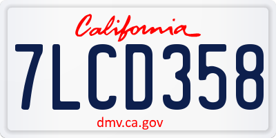 CA license plate 7LCD358