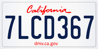 CA license plate 7LCD367