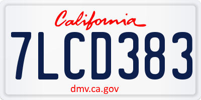 CA license plate 7LCD383