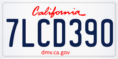 CA license plate 7LCD390