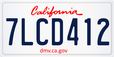 CA license plate 7LCD412