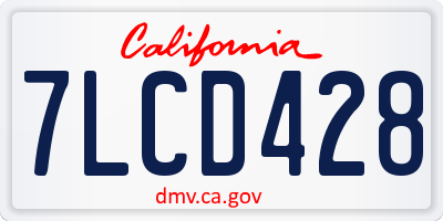 CA license plate 7LCD428
