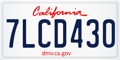 CA license plate 7LCD430