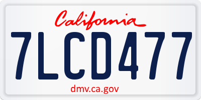 CA license plate 7LCD477