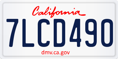 CA license plate 7LCD490