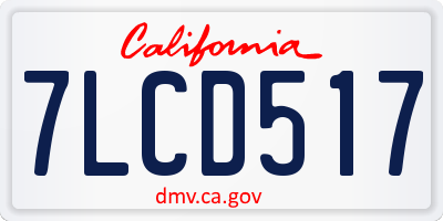 CA license plate 7LCD517