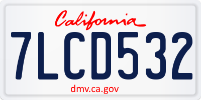 CA license plate 7LCD532