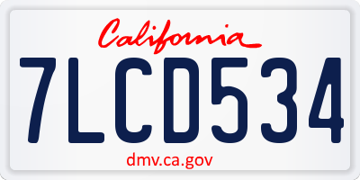 CA license plate 7LCD534