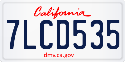 CA license plate 7LCD535