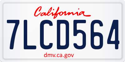 CA license plate 7LCD564