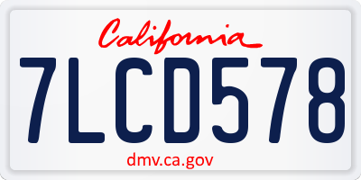 CA license plate 7LCD578