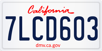 CA license plate 7LCD603