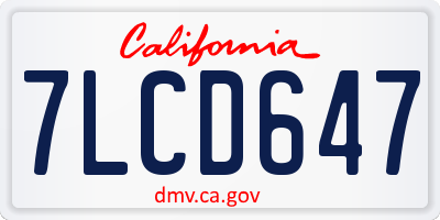 CA license plate 7LCD647