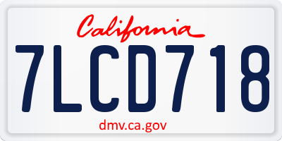 CA license plate 7LCD718