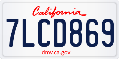 CA license plate 7LCD869
