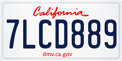 CA license plate 7LCD889