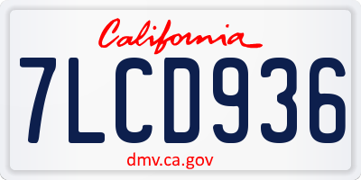CA license plate 7LCD936