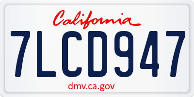 CA license plate 7LCD947